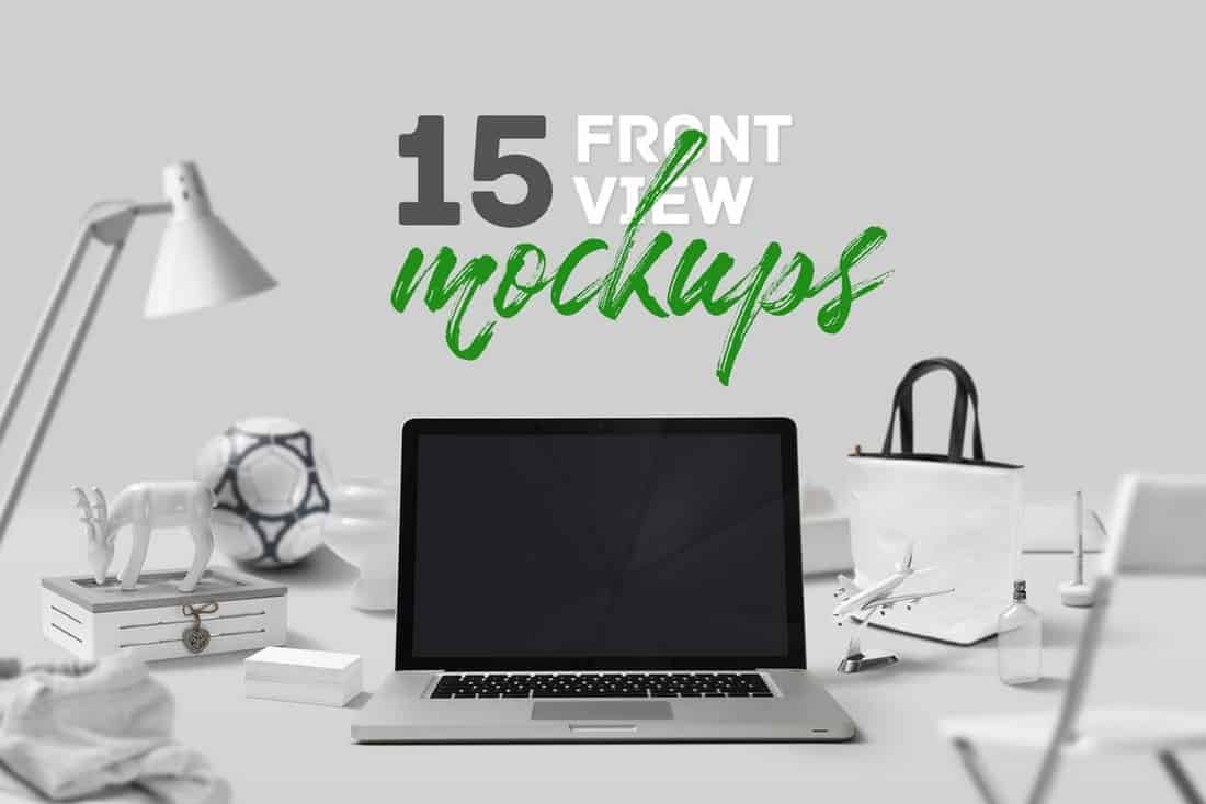 15 Frontview Laptop Mockup Templates