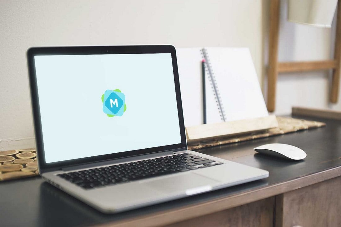 Free Authentic MacBook Desk Mockup PSD