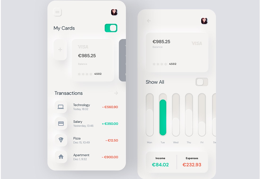 Neumorphism Mobile Banking